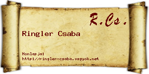 Ringler Csaba névjegykártya